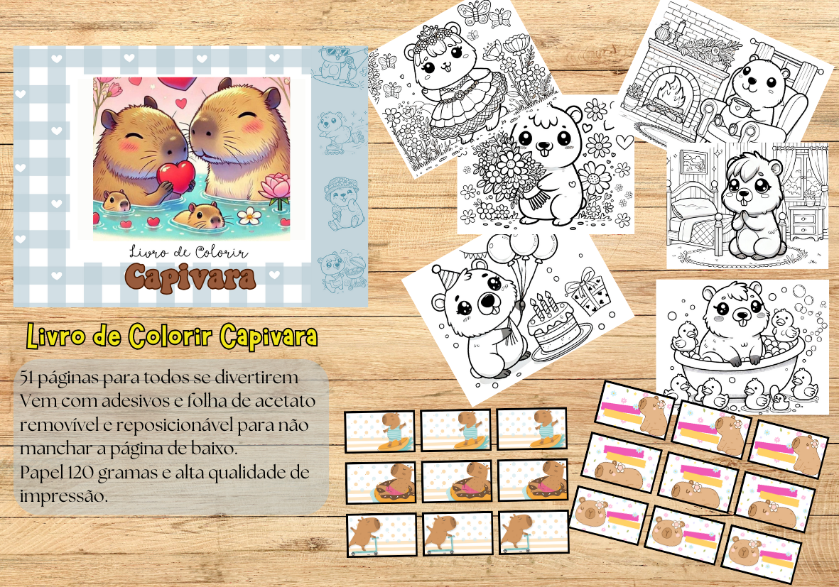Livro de colorir Capivara