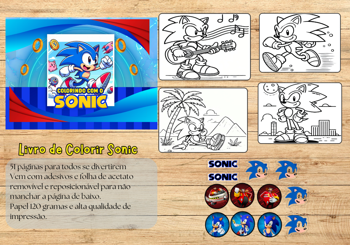 Livro de colorir Sonic