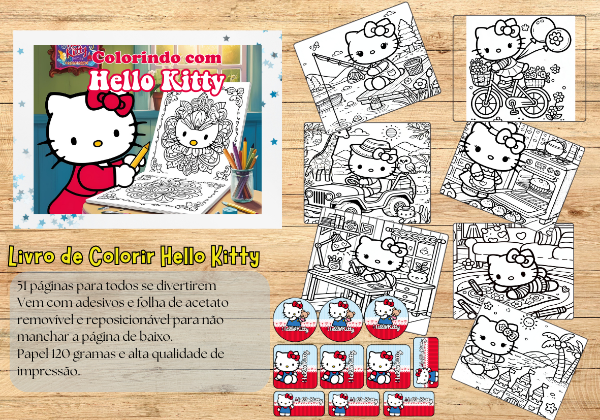 Livro de colorir Hello Kitty